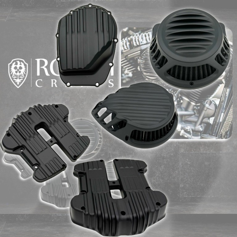 【「黒」は造形を最も美しく映す”静かな支配色”】Rough Crafts フィンデザイン・オリジナル ブラックシリーズ エアクリーナー/カムカバー/ロッカーカバー