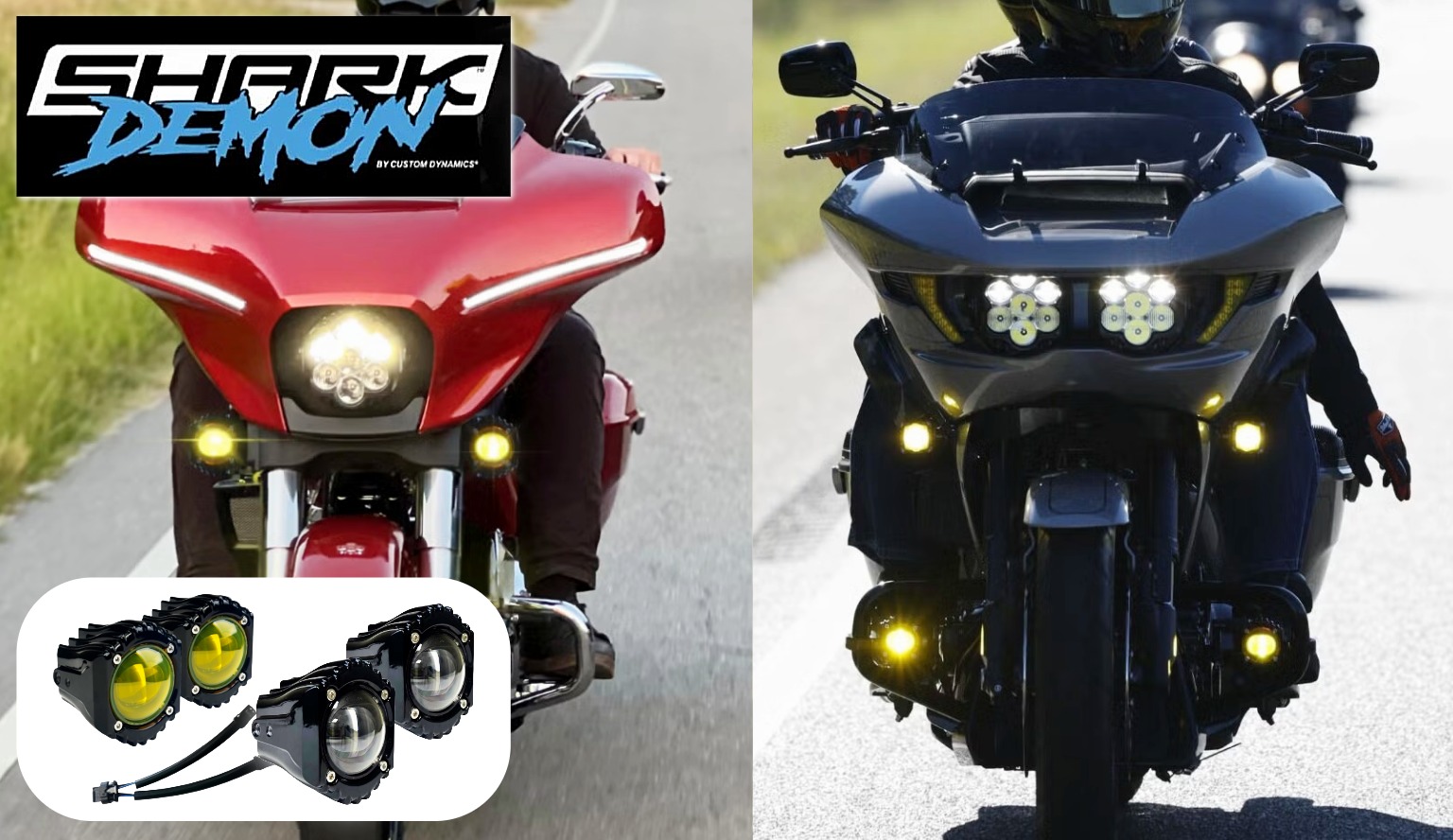 【光量、足りてますか? 夜が変わる4000ルーメン級】Shark Demon LED フォグライト 2024~2025ツーリング 2025~ ソフテイル イメージ画像4